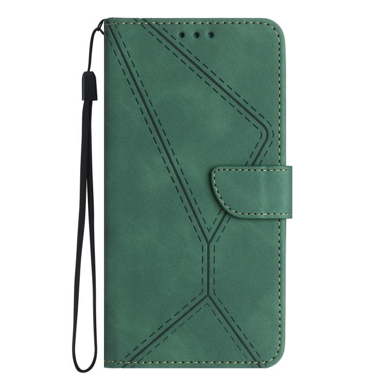 Funda de Cuero con Relieve y Costuras para OnePlus 13R (Verde)