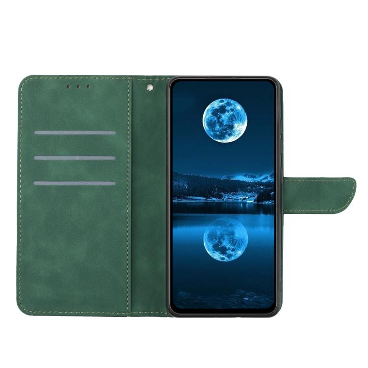 Funda de Cuero con Relieve y Costuras para OnePlus 13R (Verde)