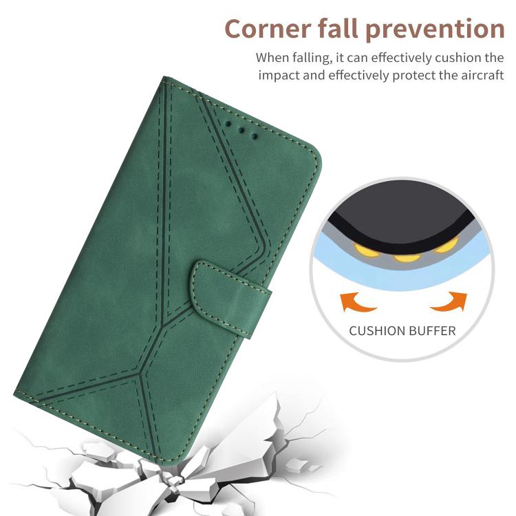 Funda de Cuero con Relieve y Costuras para OnePlus 13R (Verde)