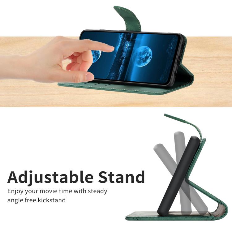 Funda de Cuero con Relieve y Costuras para OnePlus 13R (Verde)