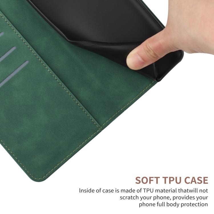 Funda de Cuero con Relieve y Costuras para OnePlus 13R (Verde)