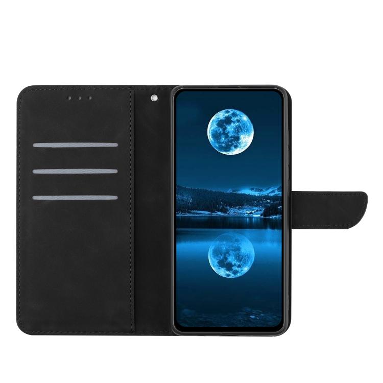 Funda de Cuero con Relieve y Costuras para OnePlus 13R (Negra)