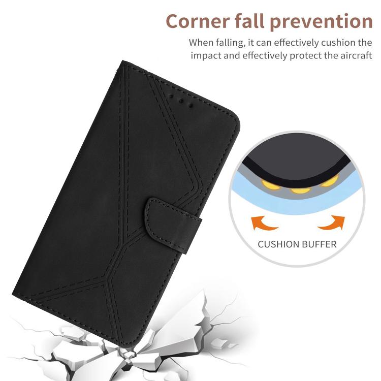 Funda de Cuero con Relieve y Costuras para OnePlus 13R (Negra)