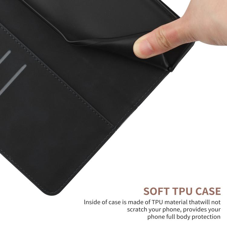 Funda de Cuero con Relieve y Costuras para OnePlus 13R (Negra)