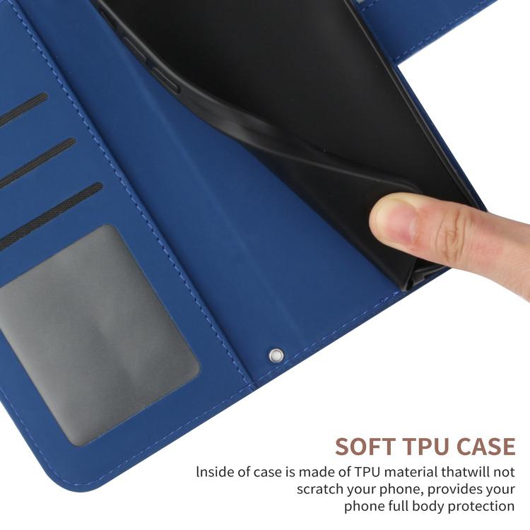 Funda de Piel con Relieve de Girasol para OnePlus 13R (Azul Oscuro)