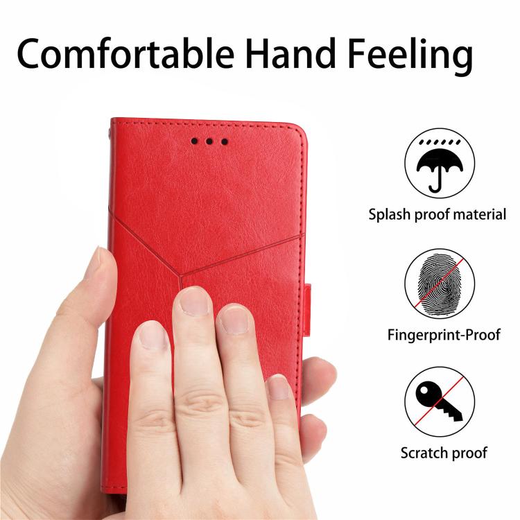 Funda de Cuero con Tapa y Patrón en Forma de Y para OnePlus 13R (Rojo)