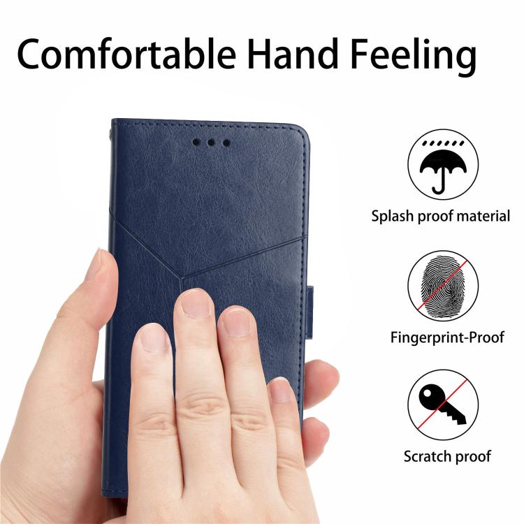 Funda de Cuero con Tapa y Patrón en Forma de y para OnePlus 13R (Azul)