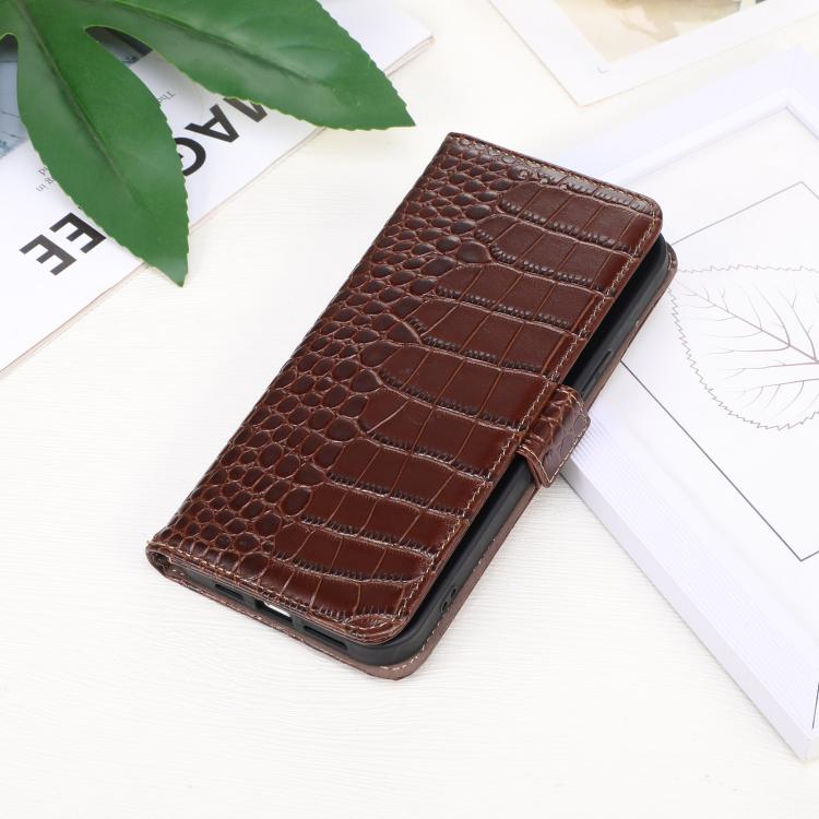 Funda para Teléfono OnePlus Ace 5 Pro/Ace 5 con Piel de Vaca y Cocodrilo (Marrón)