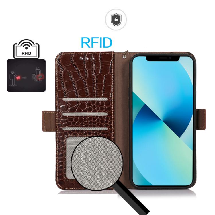 Funda para Teléfono OnePlus Ace 5 Pro/Ace 5 con Piel de Vaca y Cocodrilo (Marrón)