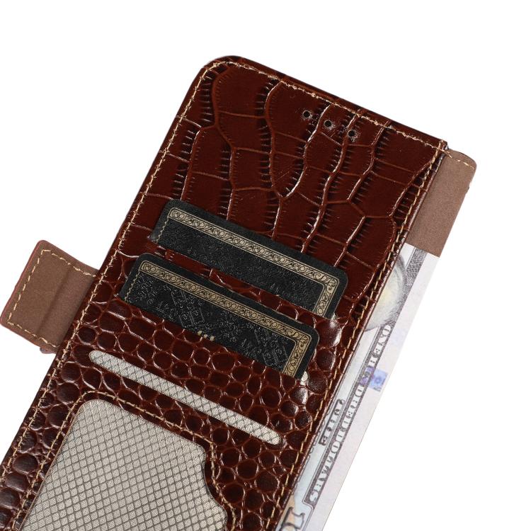 Funda para Teléfono OnePlus Ace 5 Pro/Ace 5 con Piel de Vaca y Cocodrilo (Marrón)