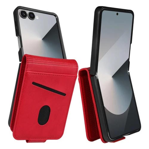 Funda de piel con tapa magnética AZNS para Samsung Galaxy Z Flip7 5G (roja)