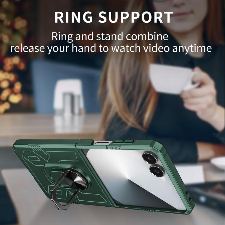 Funda mate antigolpes con protección UV para Samsung Galaxy Z Flip7 5G (verde oscuro)