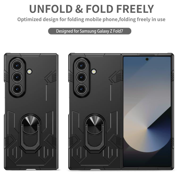 Funda protectora mate con anillo antigolpes y protección UV para Samsung Galaxy Z Fold7 5G (negra)