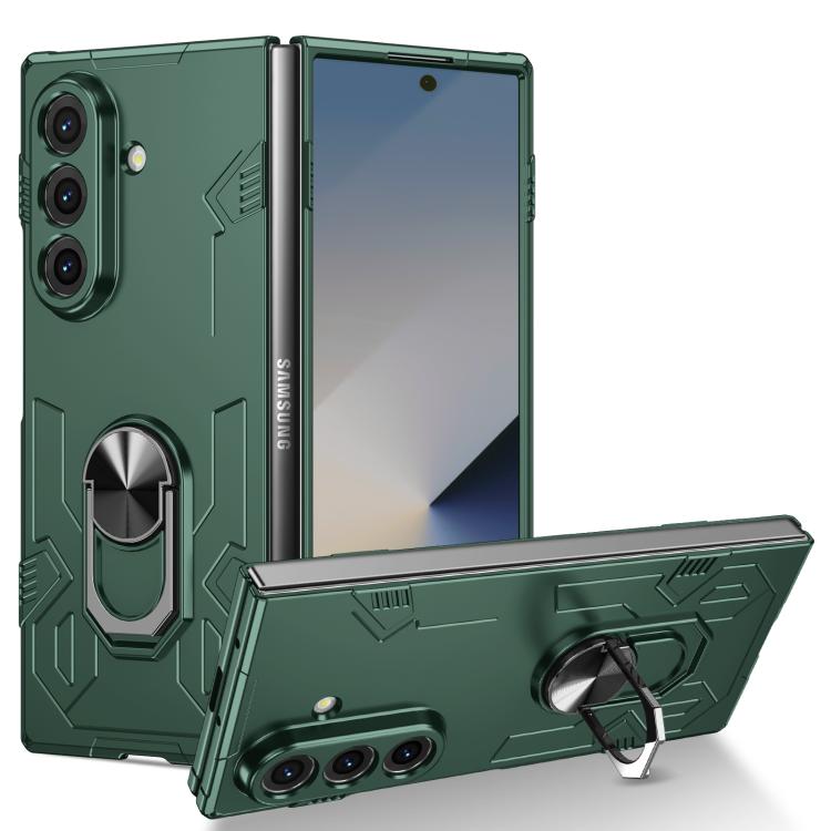 Funda protectora mate con anillo antigolpes y protección UV para Samsung Galaxy Z Fold7 5G (verde oscuro)