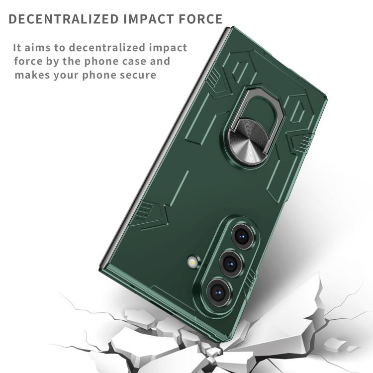 Funda protectora mate con anillo antigolpes y protección UV para Samsung Galaxy Z Fold7 5G (verde oscuro)