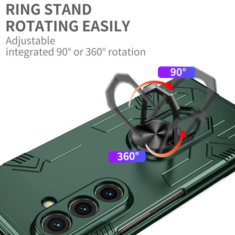 Funda protectora mate con anillo antigolpes y protección UV para Samsung Galaxy Z Fold7 5G (verde oscuro)