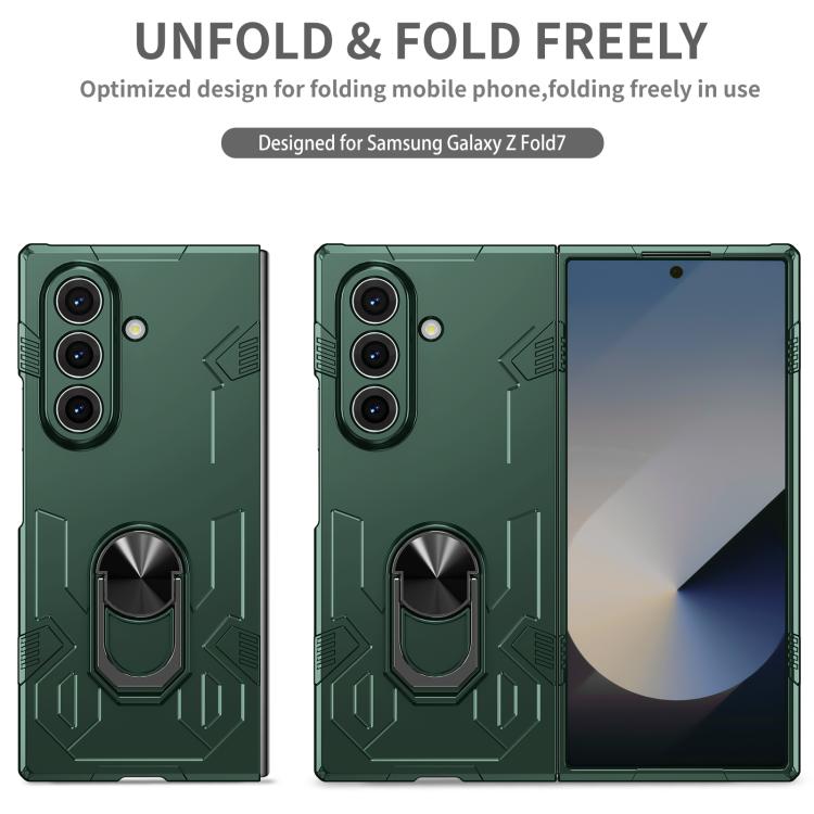 Funda protectora mate con anillo antigolpes y protección UV para Samsung Galaxy Z Fold7 5G (verde oscuro)
