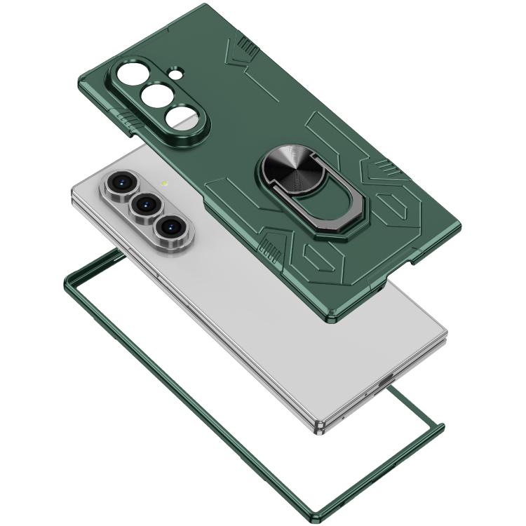 Funda protectora mate con anillo antigolpes y protección UV para Samsung Galaxy Z Fold7 5G (verde oscuro)