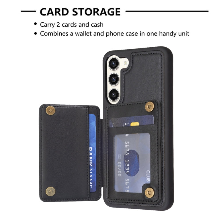 Para Samsung Galaxy S23+ 5G BF26 Wave Pattern Card Bag Holder Phone Case (Negro)