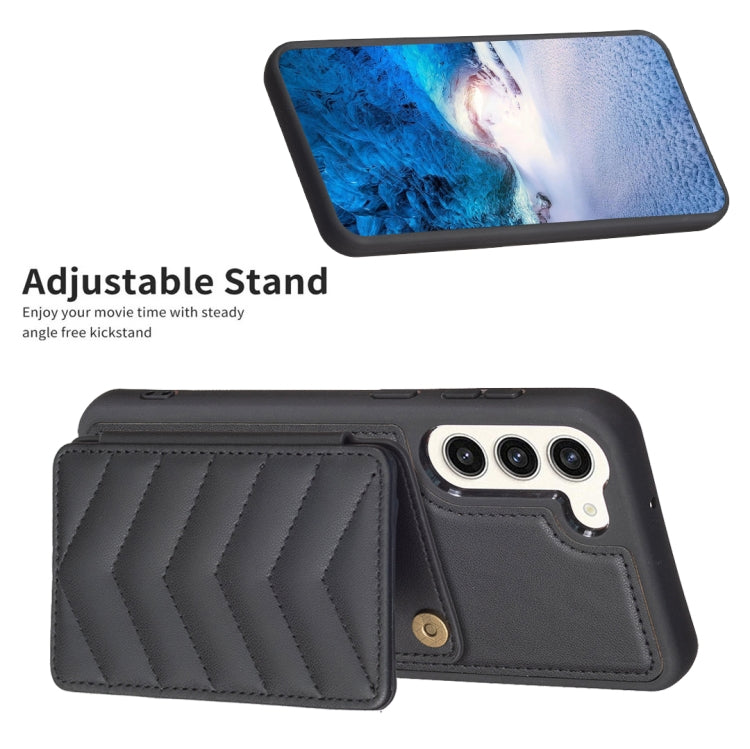 Para Samsung Galaxy S23+ 5G BF26 Wave Pattern Card Bag Holder Phone Case (Negro)