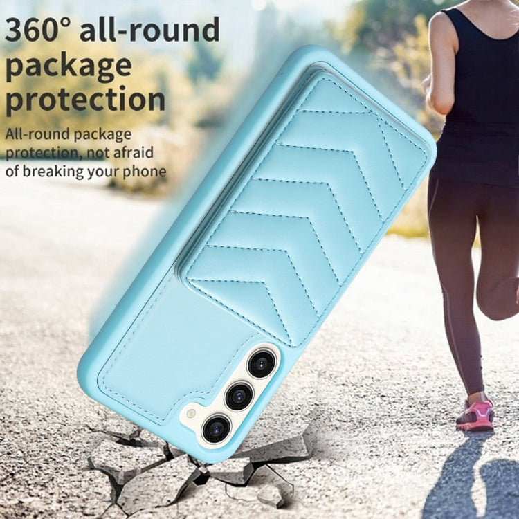 Para Samsung Galaxy S23+ 5G BF26 Wave Pattern Card Bag Holder Phone Case (Azul)