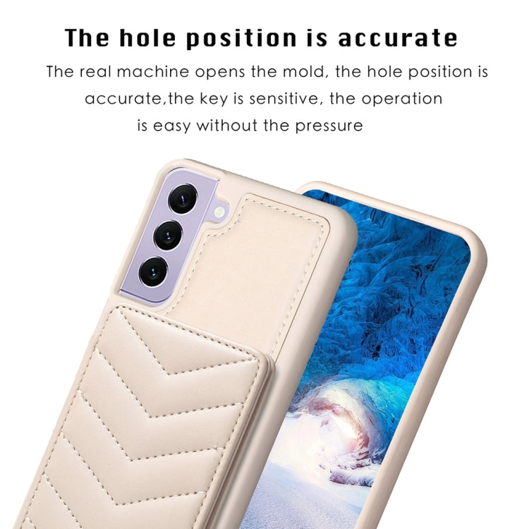 Para Samsung Galaxy S22+ 5G BF26 Wave Pattern Card Bag Holder Phone Case (Beige)
