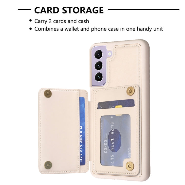 Para Samsung Galaxy S22+ 5G BF26 Wave Pattern Card Bag Holder Phone Case (Beige)