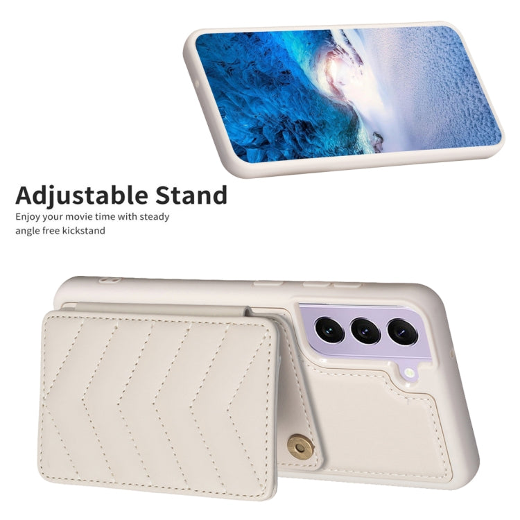 Para Samsung Galaxy S22+ 5G BF26 Wave Pattern Card Bag Holder Phone Case (Beige)