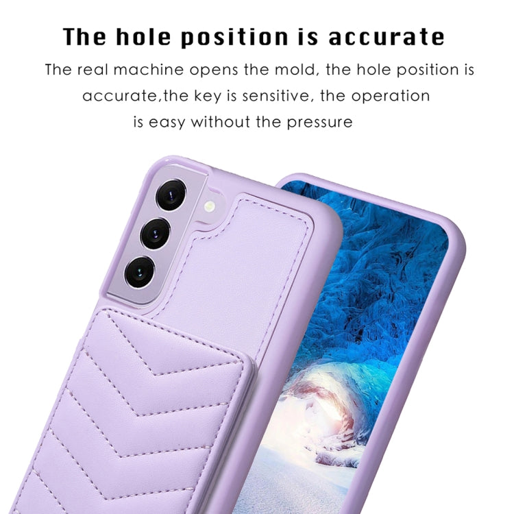 Para Samsung Galaxy S22+ 5G BF26 Wave Pattern Card Bag Holder Phone Case (Púrpura)