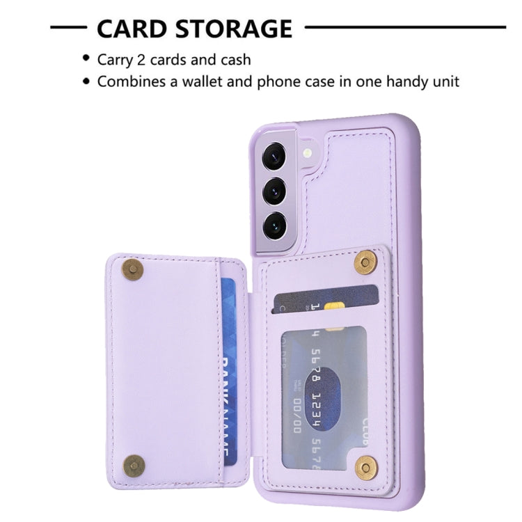 Para Samsung Galaxy S22+ 5G BF26 Wave Pattern Card Bag Holder Phone Case (Púrpura)