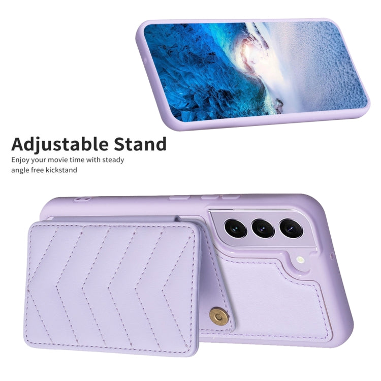 Para Samsung Galaxy S22+ 5G BF26 Wave Pattern Card Bag Holder Phone Case (Púrpura)