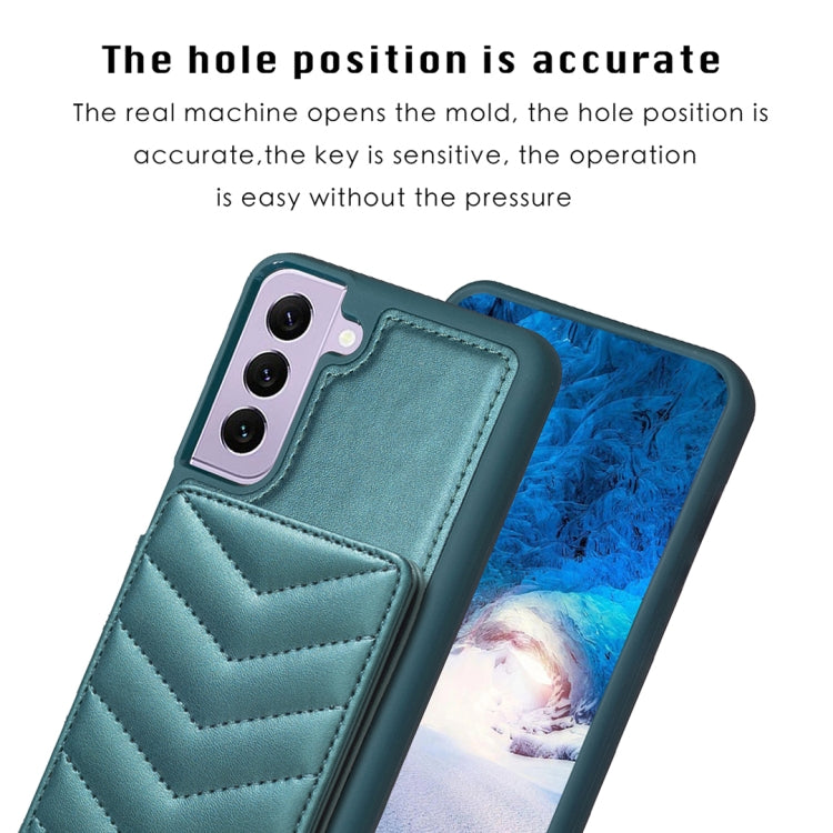 Para Samsung Galaxy S21 5G BF26 Wave Pattern Card Bag Holder Phone Case (Verde)