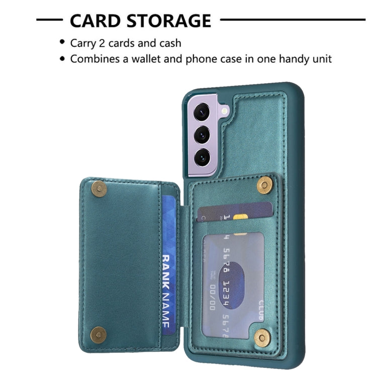 Para Samsung Galaxy S21 5G BF26 Wave Pattern Card Bag Holder Phone Case (Verde)