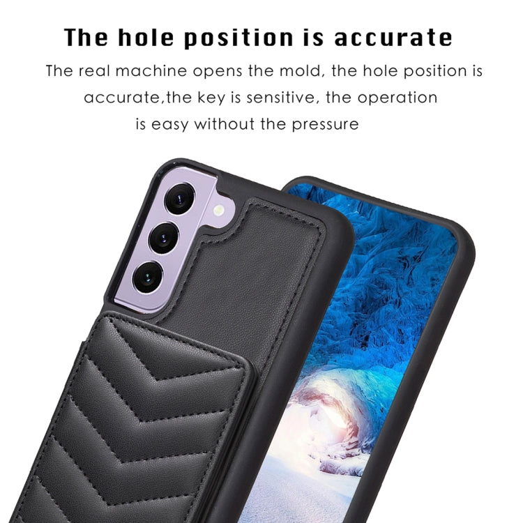 Para Samsung Galaxy S21 5G BF26 Wave Pattern Card Bag Holder Phone Case (Negro)
