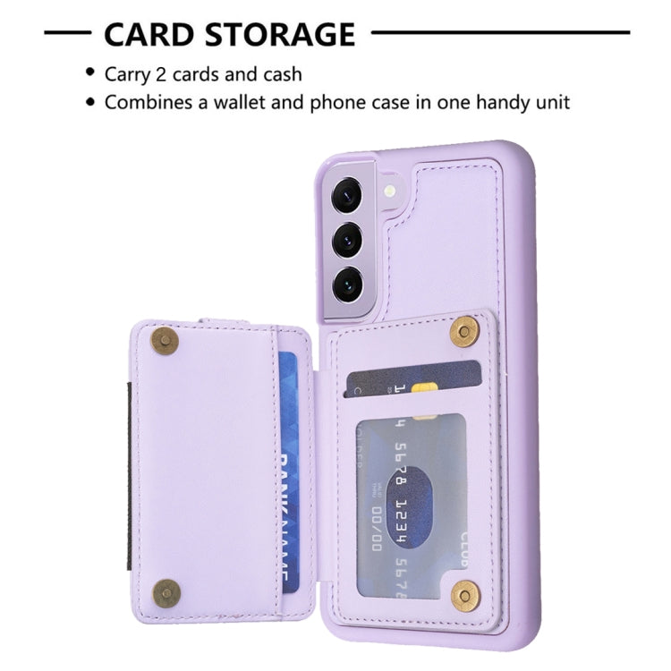 Para Samsung Galaxy S21 FE 5G BF27 Funda para teléfono con soporte para tarjeta de anillo de metal (púrpura)