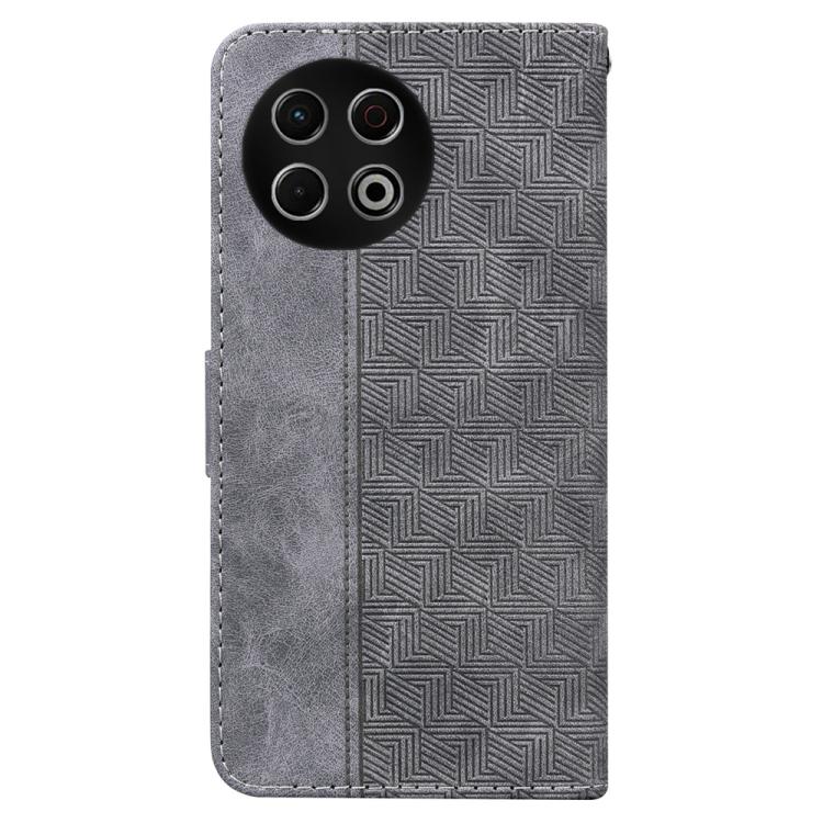 Funda de cuero con relieve geométrico para Tecno Spark 30 Pro (gris)