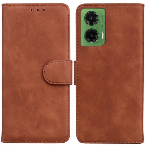 Funda de Cuero con Tapa para Motorola Moto G35 (Marrón) Tacto Sedoso