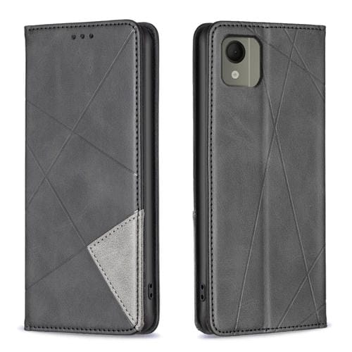 Funda para Nokia C110 Rhombus Texture Caja de Teléfono de Cuero Magnético (Negro)