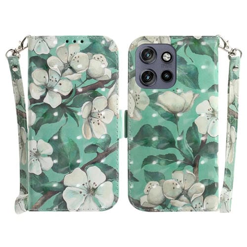 Funda de Cuero con Tapa para Motorola Edge 50 Neo 5G Global (Flor de Acuarela)