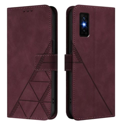 Funda de cuero con relieve 3D para Infinix GT 30 Pro (rojo vino)