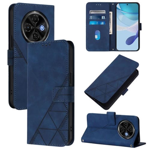 Funda de Cuero con Tapa y Relieve 3D para Tecno Spark 30C 5G y Pop 9 5G (Azul)