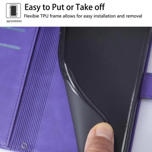 Funda de cuero con tapa y relieve 3D para Tecno Camon 40 Premier (morado)