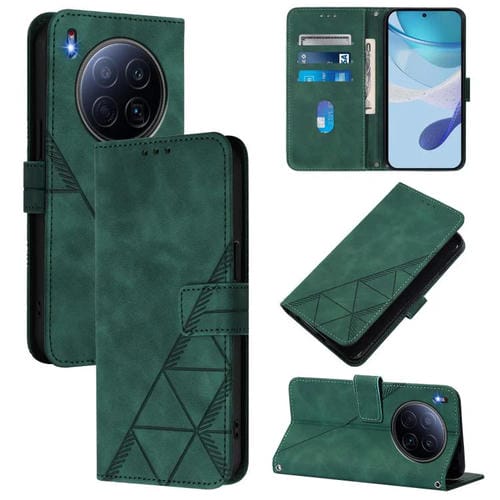 Funda de cuero con relieve 3D para Tecno Camon 40 Premier (Verde oscuro)