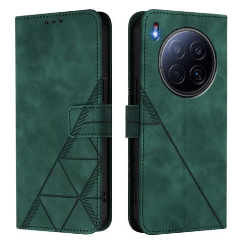 Funda de cuero con relieve 3D para Tecno Camon 40 Premier (Verde oscuro)