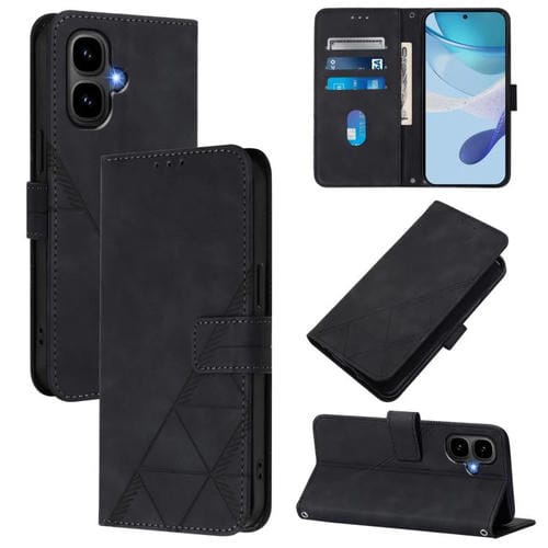 Funda de cuero con relieve 3D para Tecno Pop 10 (negra)