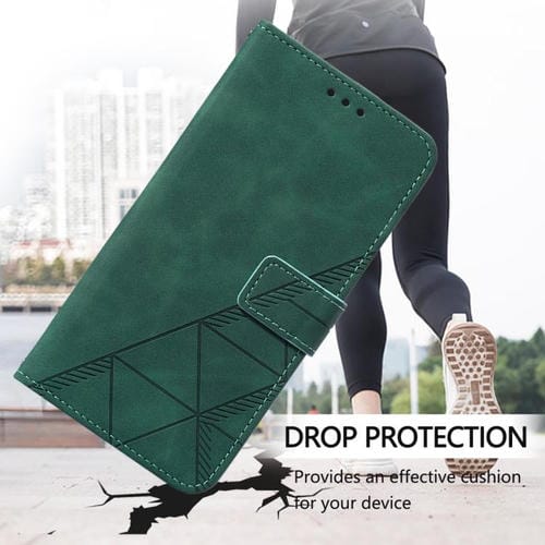 Funda de cuero con relieve 3D para Tecno Pop 10 (Verde oscuro)
