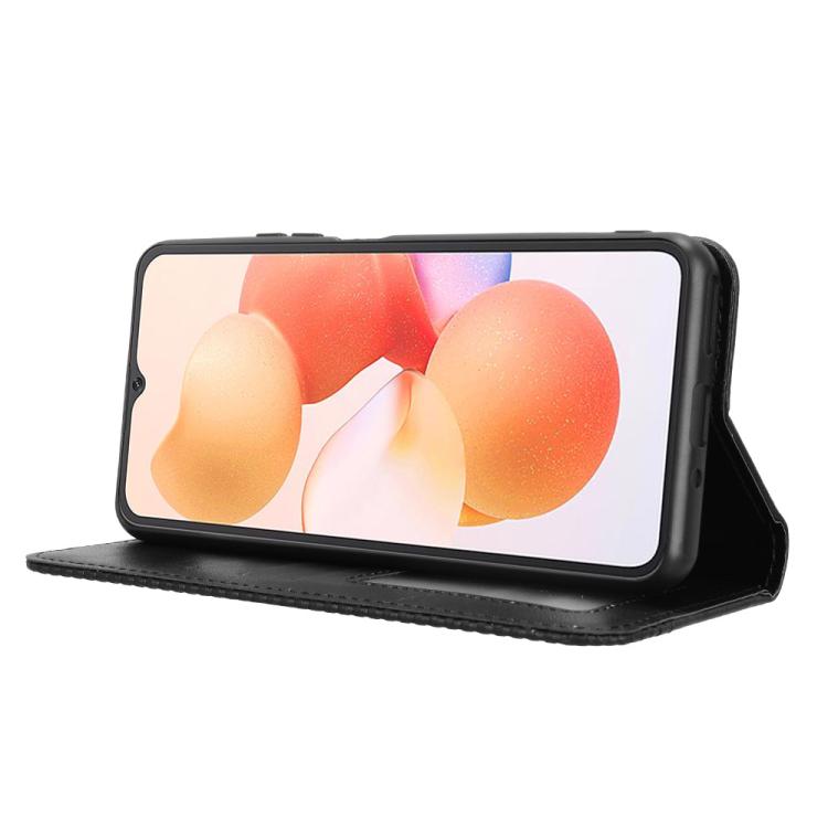 Funda de Cuero Cubot A10 Textura Retro Hebilla Magnética (Negra)