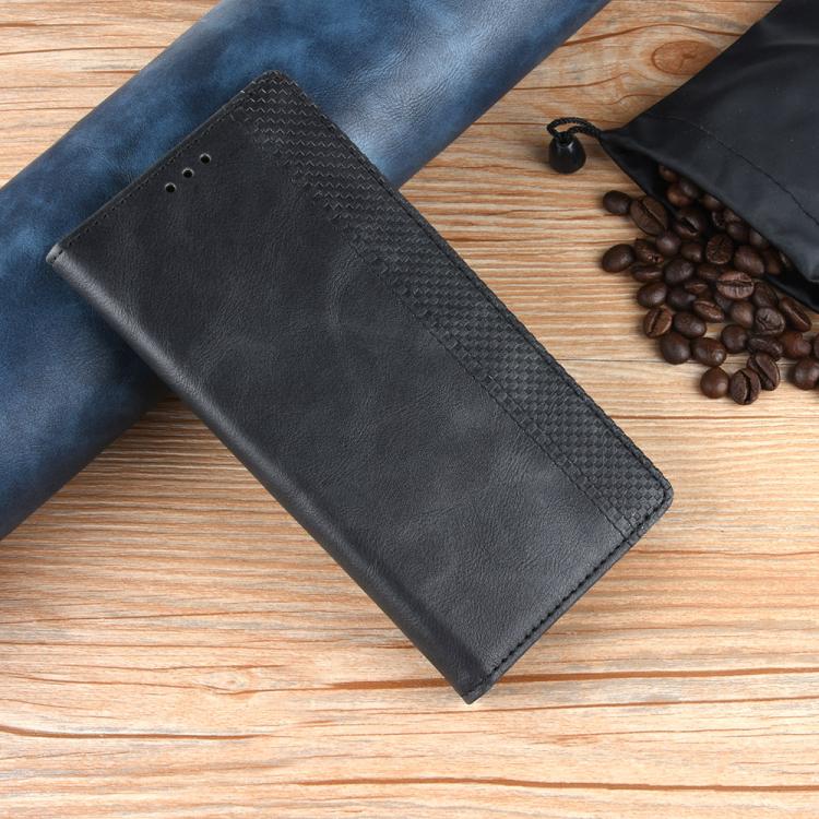 Funda de Cuero para Cubot Max 5 con Textura Retro y Hebilla Magnética (Negra)