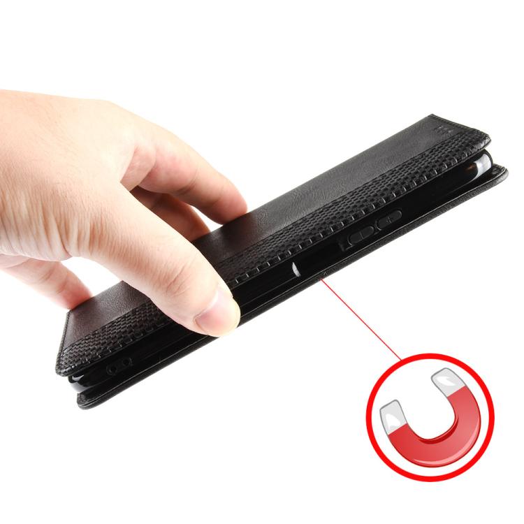 Funda de Cuero para Cubot Max 5 con Textura Retro y Hebilla Magnética (Negra)