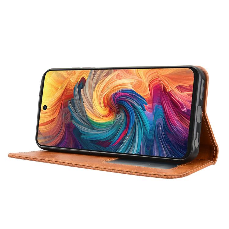 Funda de Cuero Textura Retro con Hebilla Magnética para ZTE Blade V70 4G (Marrón)